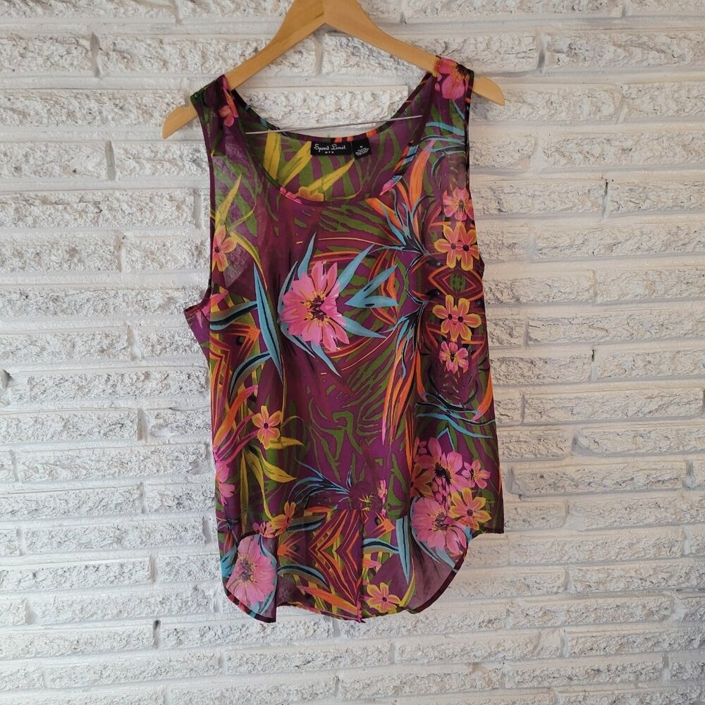 Speed Limit MPR Womens Top 1X Plus Overlay Purple Floral High Low FLO44XE‎